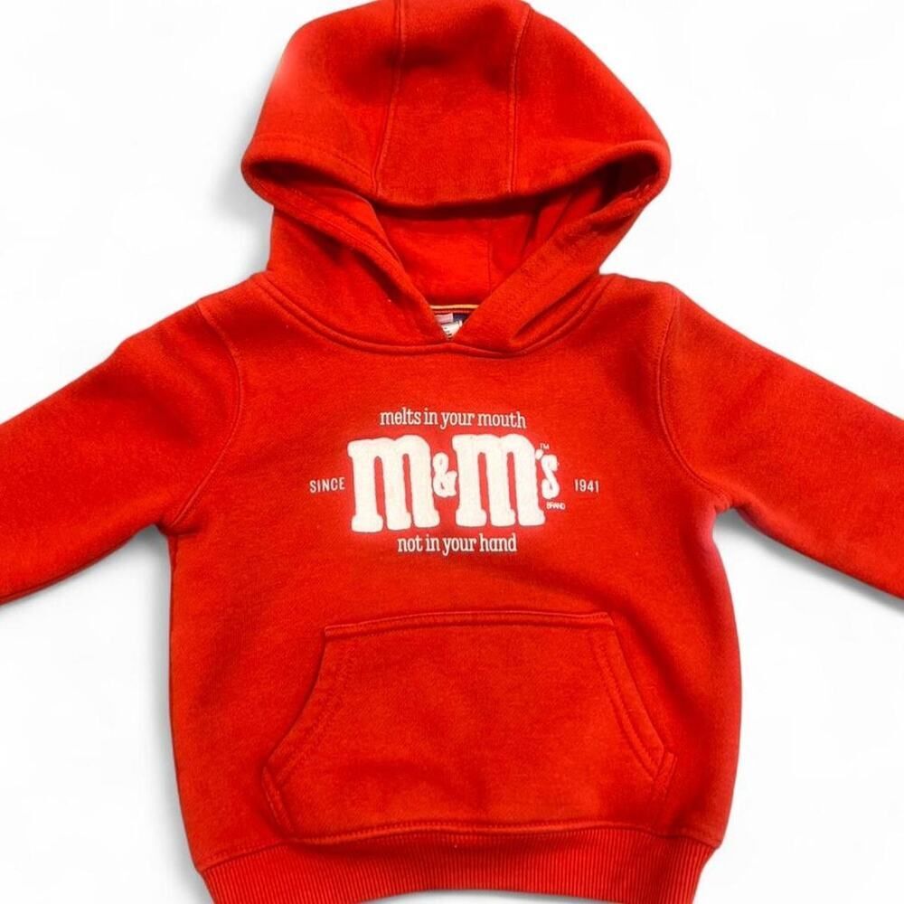 M&M’s Orange Red Graphic Hoodie Toddler 2T Sweatshirt